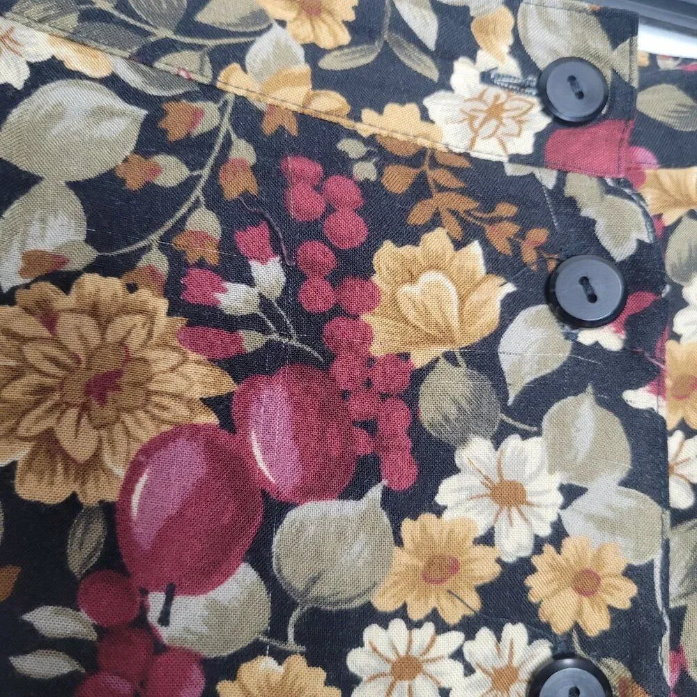 Vintage 90s dark moody floral button front pull on plus size romantic skirt 1x - Picture 8 of 8